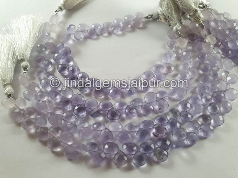 Yttrium Purple Fluorite Faceted Heart Beads