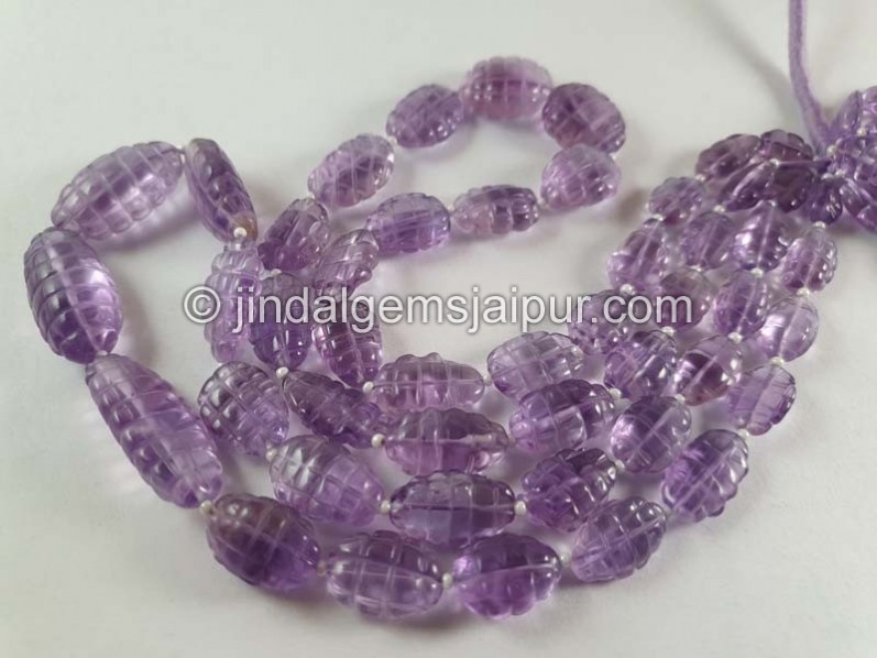 Pink Amethyst Carved oval Beads