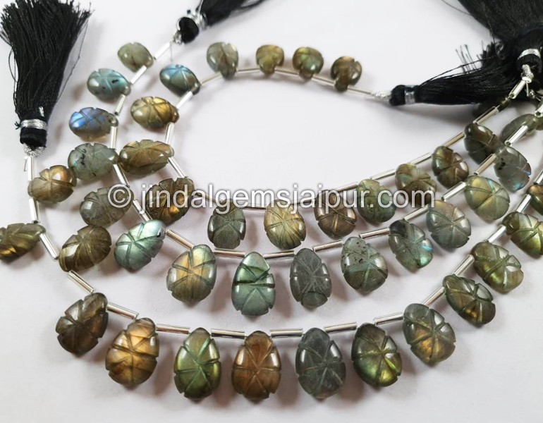 Labradorite Carved Heart Beads