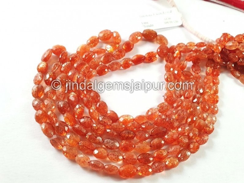 Sunstone Faceted Oval Beads