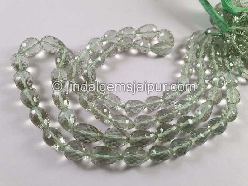 Green Amethyst Concave Cut Drops Beads