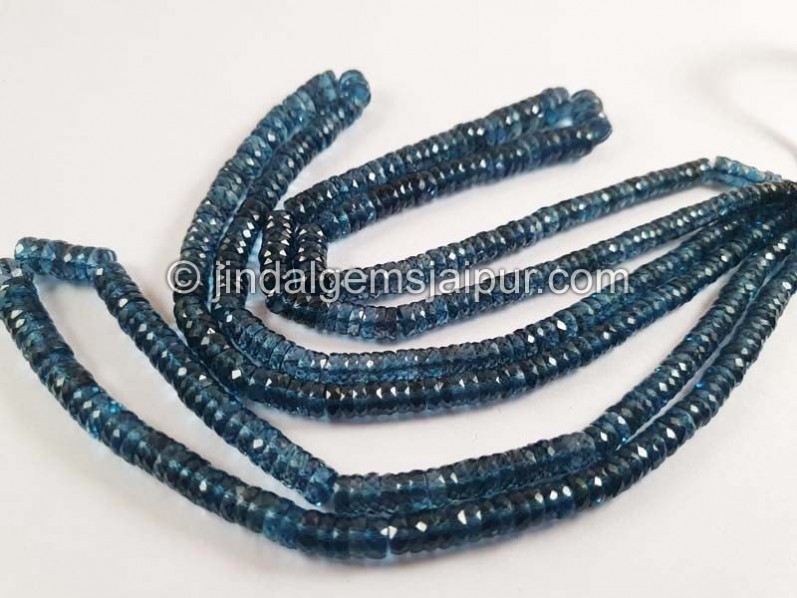 London Blue Topaz Faceted Tyre Shape Beads