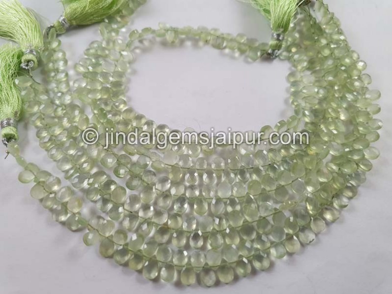 Prehnite Faceted Pear Shape Beads