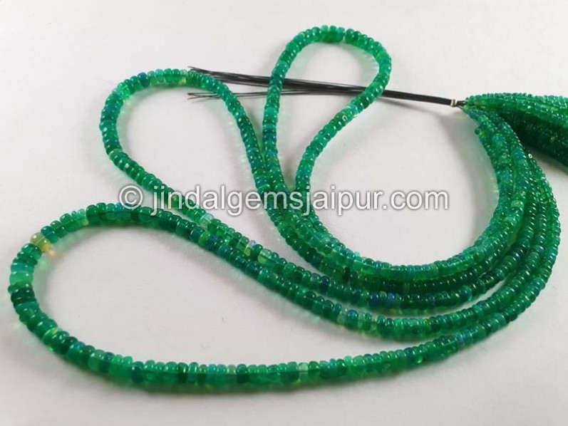 Green Ethiopian Opal Smooth Roundelle Beads