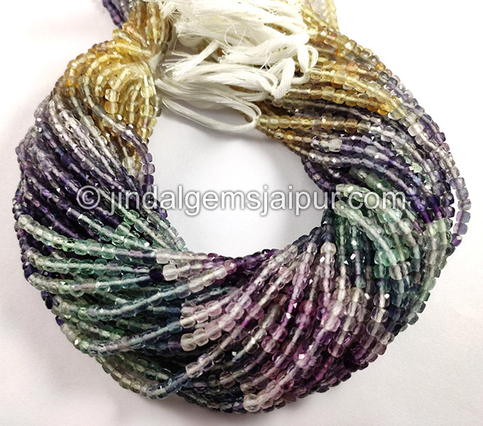 Fluorite Faceted Cube Shape Beads