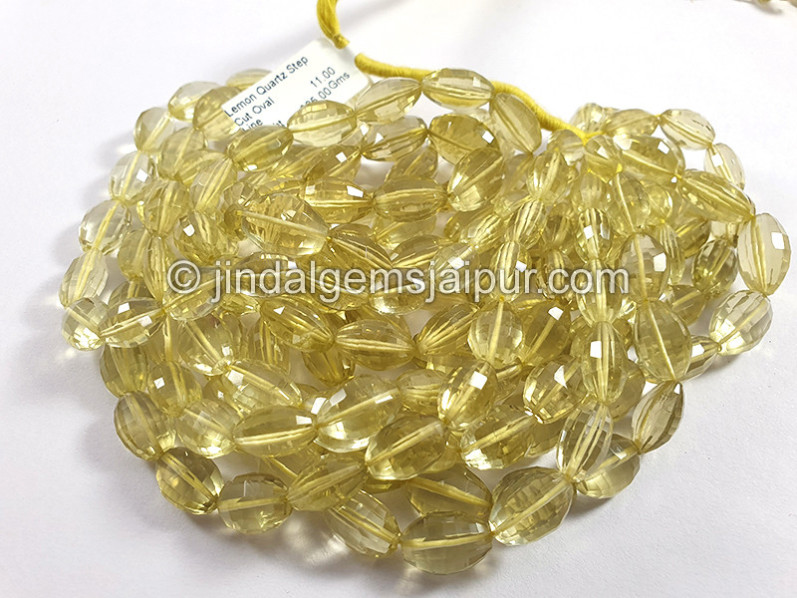 Lemon Quartz Step Cut Oval Shape Beads