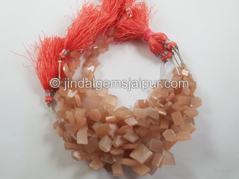 Peach Moonstone Flat Slice Cut Beads