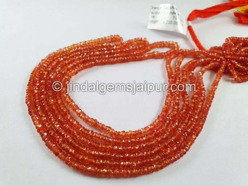 Orange Sapphire Faceted Roundelle Shape Beads