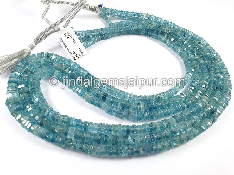 Blue Zircon Step Cut Bolt Shape Beads