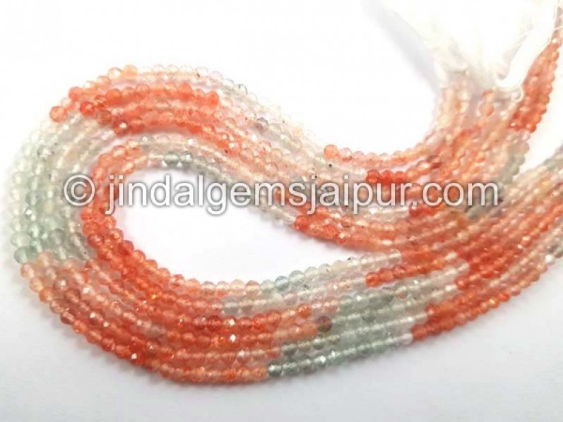 Multi Sunstone Faceted Roundelle Shape Beads