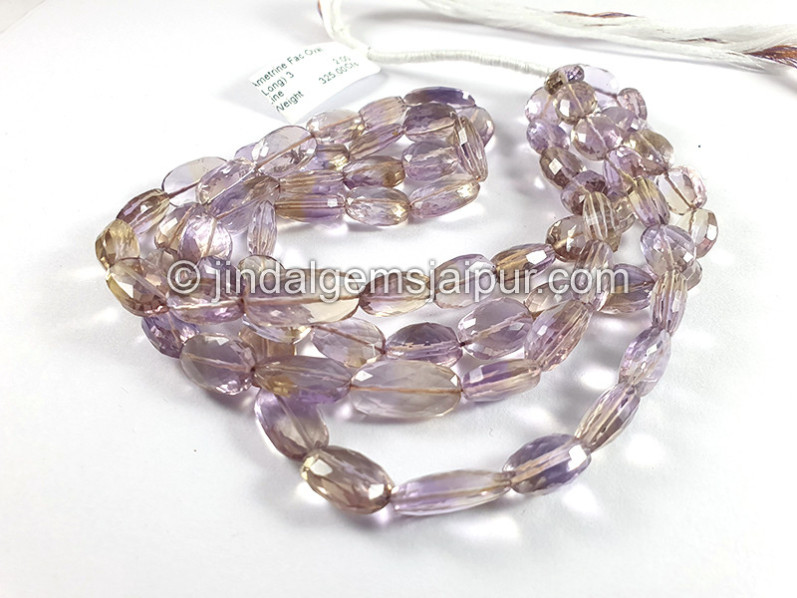 Ametrine Faceted Oval Shape Beads