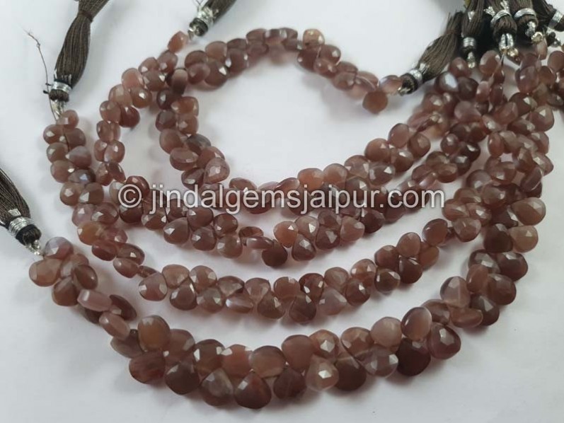 Chocolate Moonstone Faceted Heart Beads