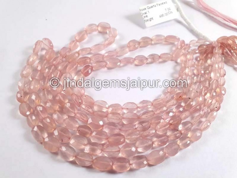 Rose Quartz Faceted Oval Shape Beads