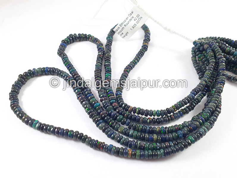 Black Ethiopian Opal Smooth Roundelle Shape Beads