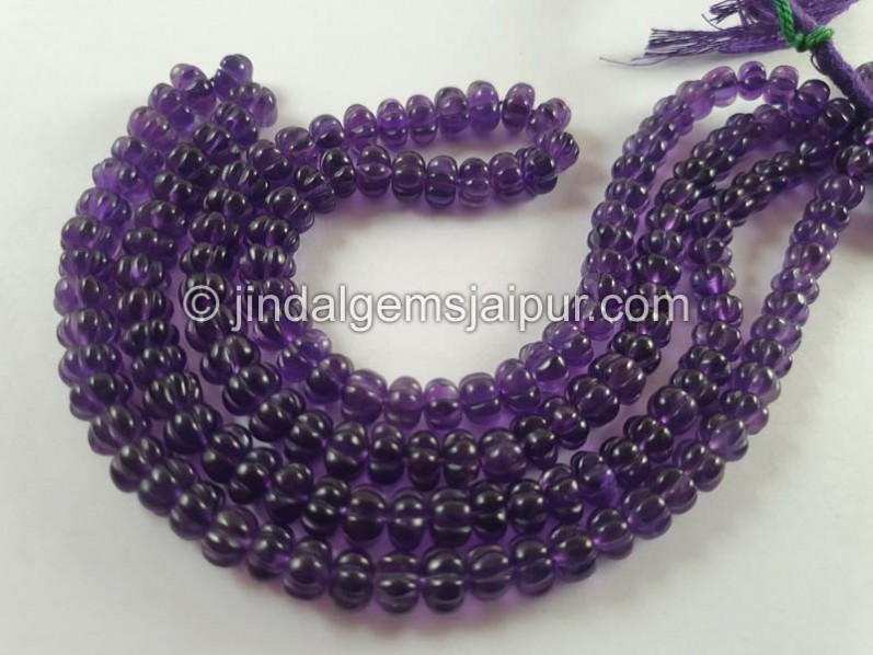 Amethyst Carved Pumpkin Beads