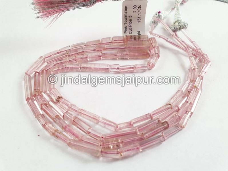 Baby Pink Tourmaline Step Cup Pipe Shape Beads