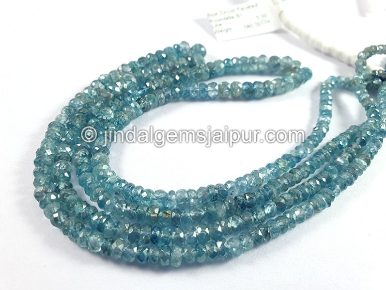 Blue Zircon Faceted Roundelle Shape Beads