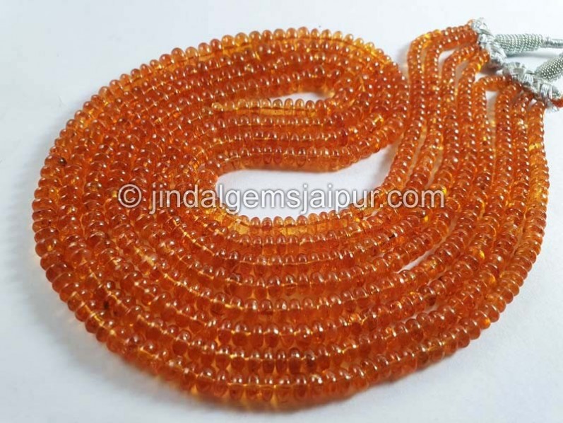 Mandarin Garnet Smooth Roundelle Shape Beads