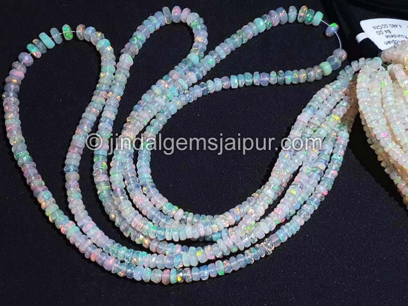 White Milky Ethiopian Opal Faceted Roundelle Shape Beads