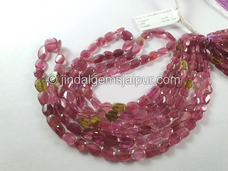 Pink Rubellite Tourmaline Faceted Nuggets Beads