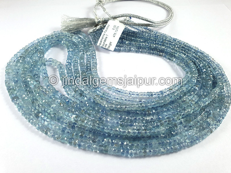 Aquamarine Faceted Roundelle Shape Beads