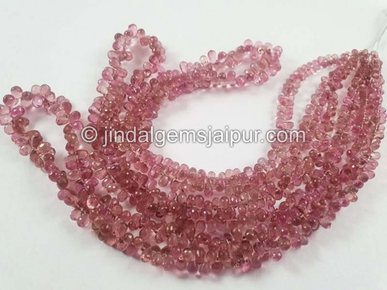 Deep Pink Tourmaline Faceted Drops Beads