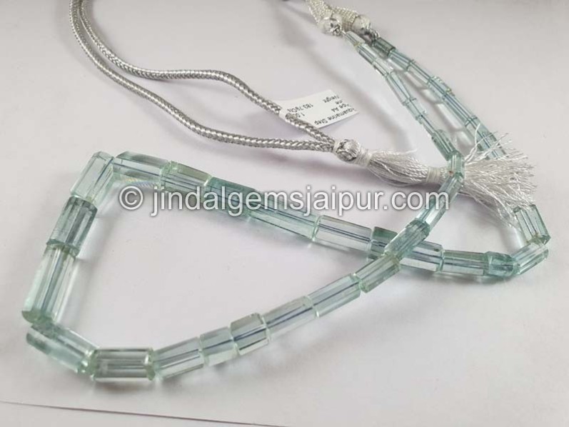 Aquamarine Step Cut Pipe Shape Beads