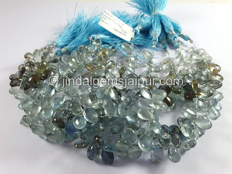 Moss Aquamarine Smooth Pear Shape Big Beads