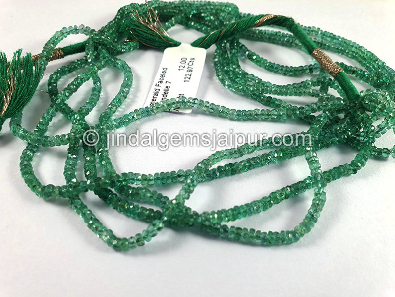 Emerald Faceted Roundelle Shape Beads