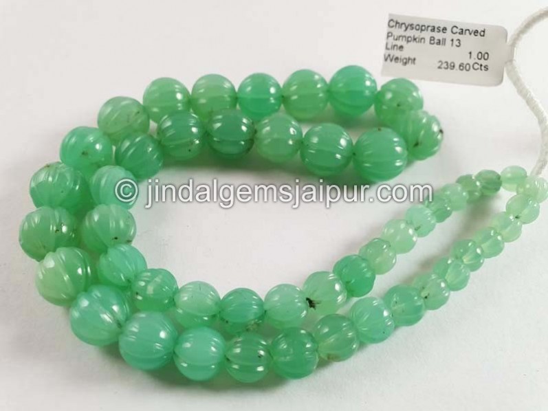 Chrysoprase Carved Pumpkin Balls Beads