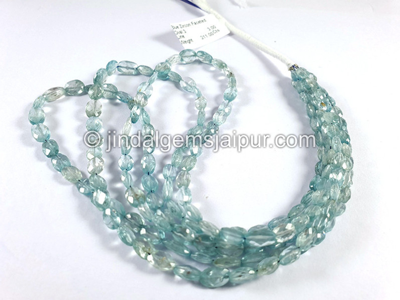 Blue Zircon Faceted Oval Shape Beads