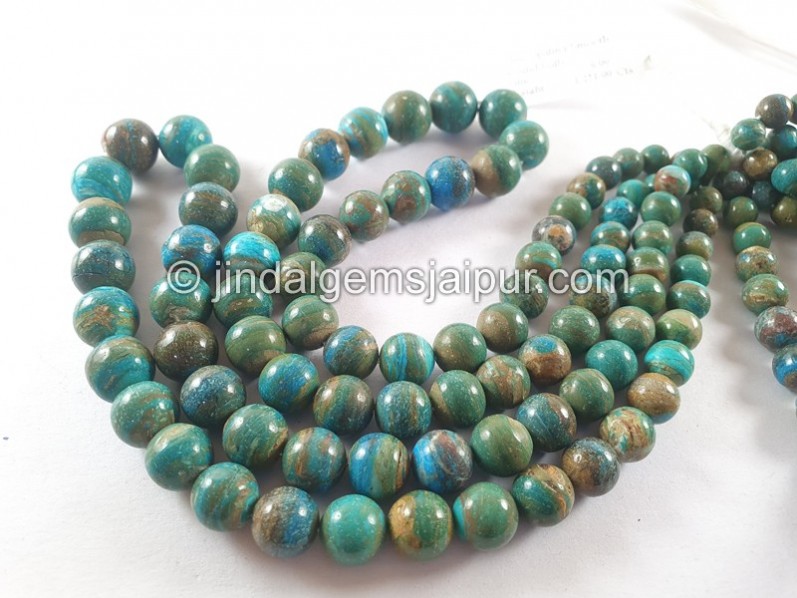 Blue Opalina Smooth Round Ball Beads