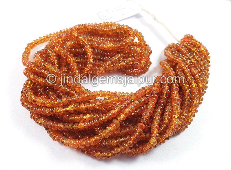 Mandarin Garnet Smooth Roundelle Shape Beads