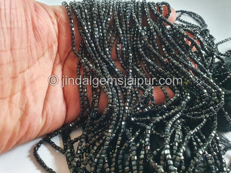 Black Spinel Cut Cube Shape Beads