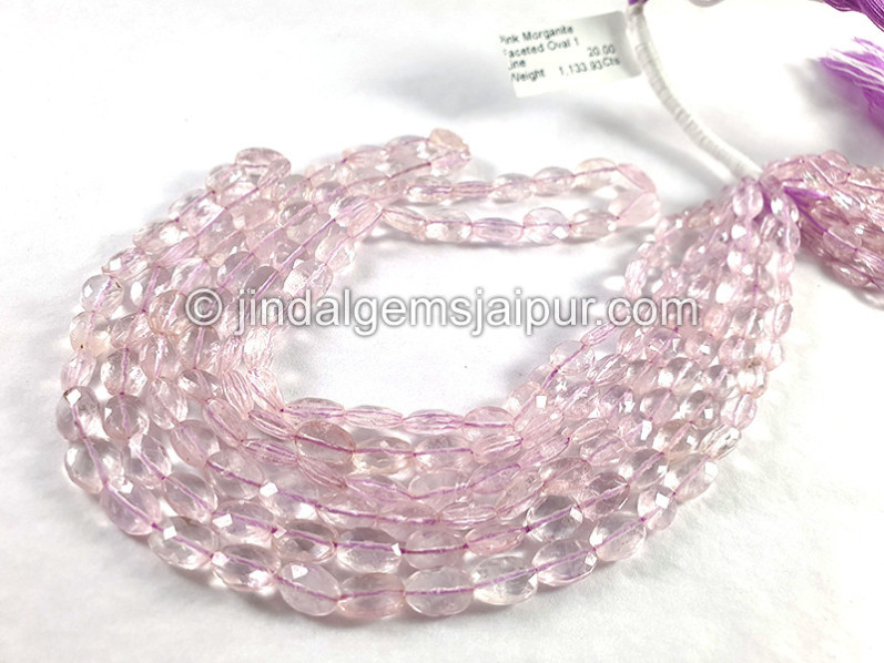 Pink Morganite Faceted Oval Shape Beads