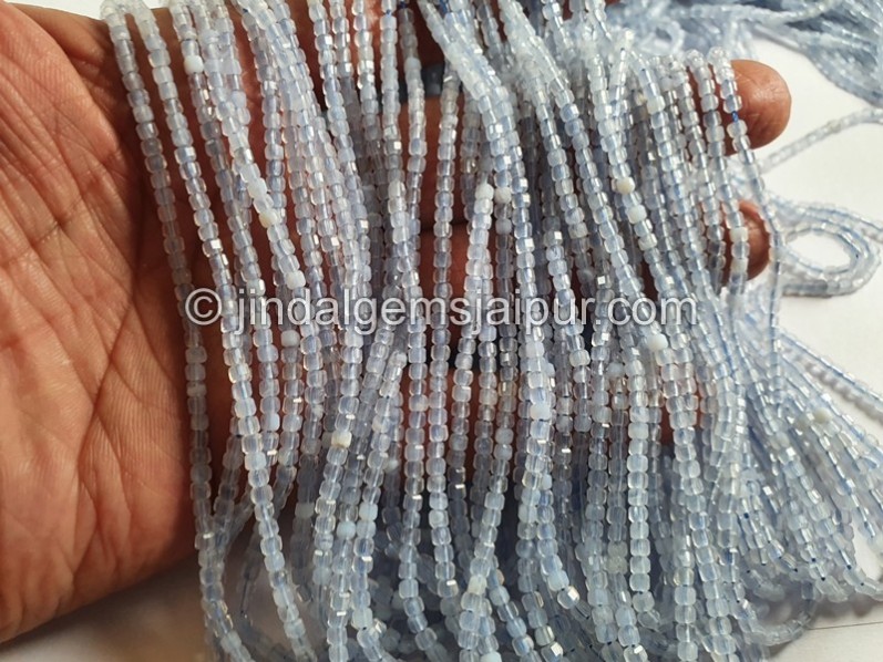 Chalcedony Natural Cut Cube Beads