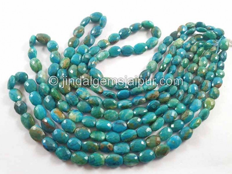 Blue Opalina Faceted Oval Beads