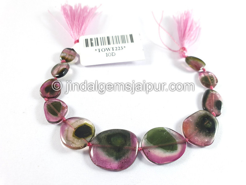 Watermelon Tourmaline Smooth Slices Beads