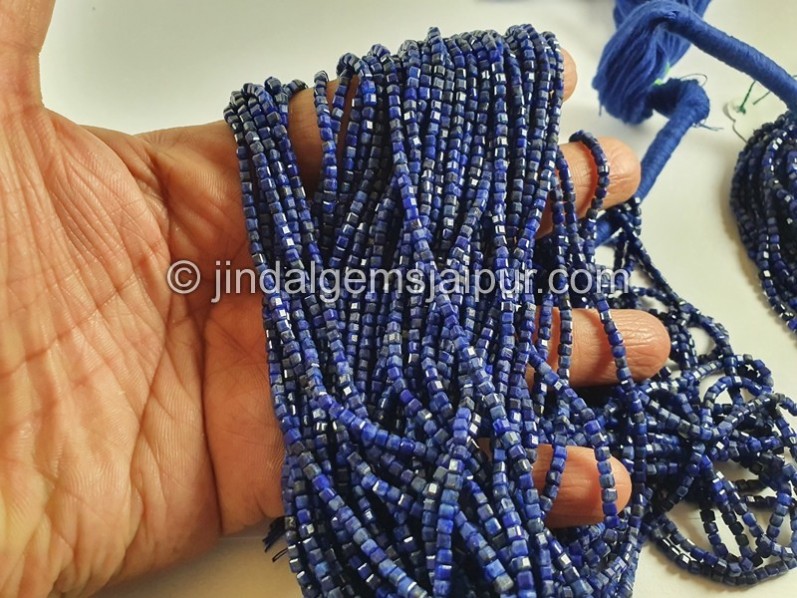 Lapis Cut Cube Beads