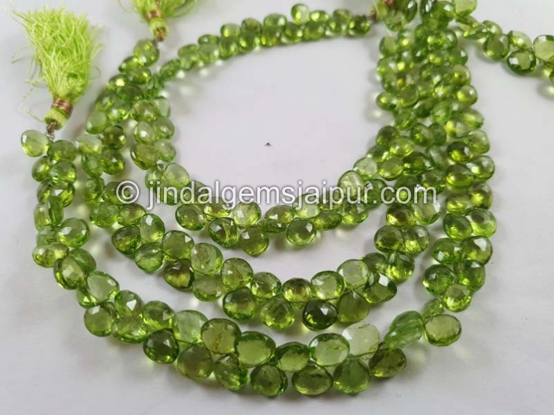 Peridot Far Faceted Heart Shape Beads