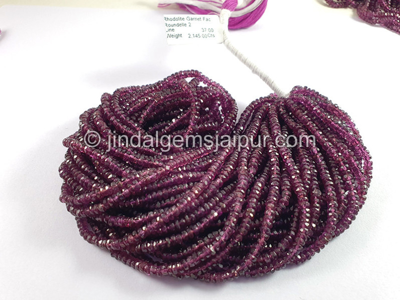 Rhodolite Garnet Faceted Roundelle Shape Beads