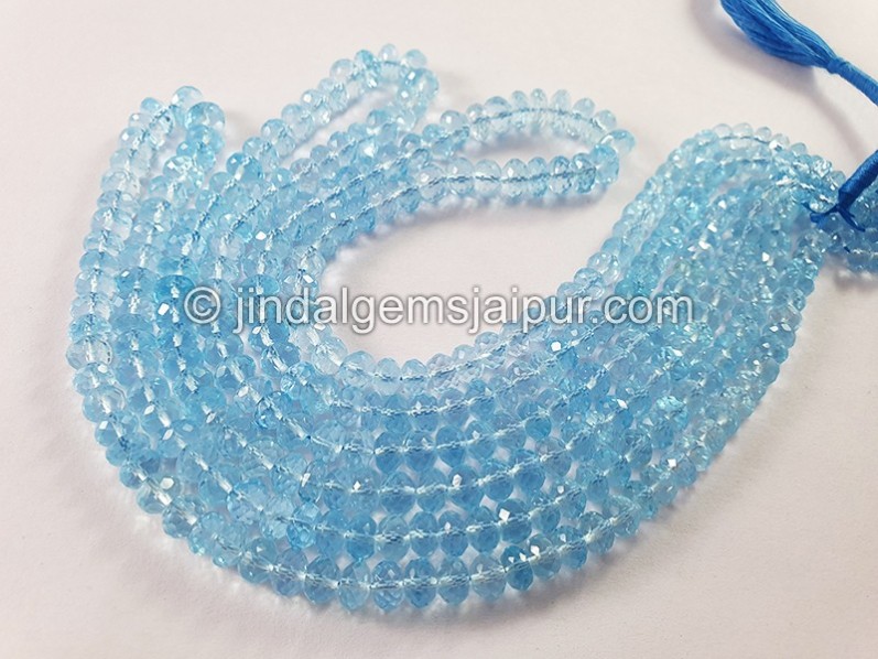 Sky Blue Topaz Big Faceted Roundelle Shape Beads