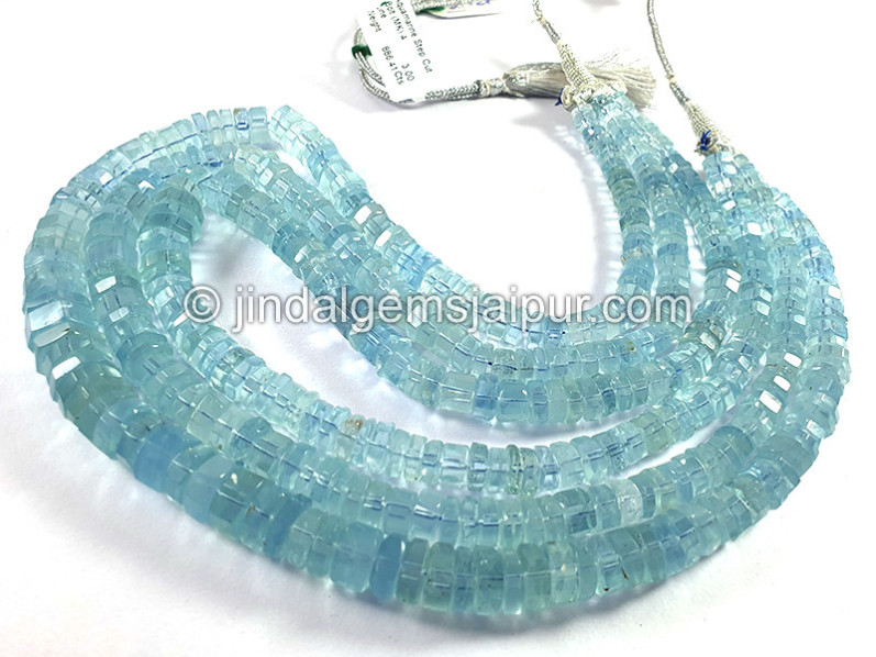 Aquamarine Step Cut Bolt Shape Beads