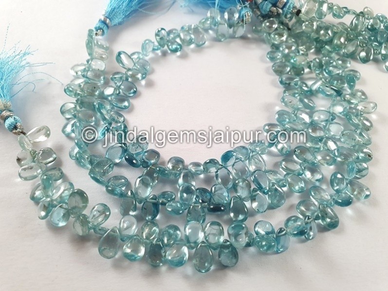 Blue Zircon Smooth Pear Shape Beads