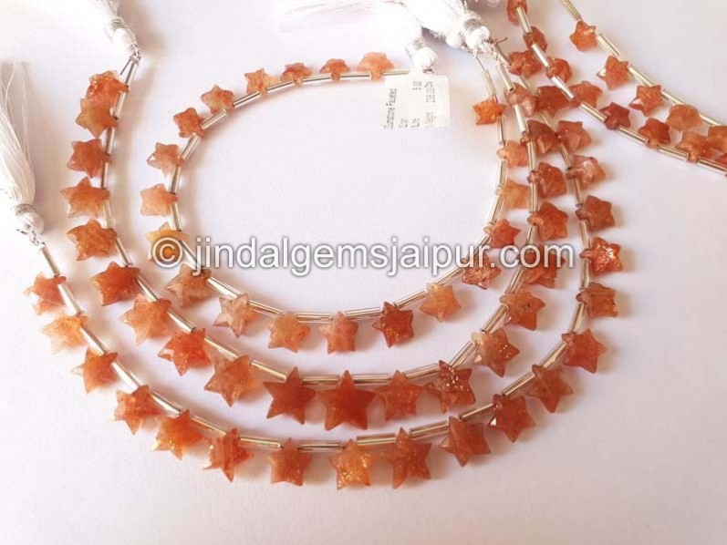 Sunstone Faceted Star Shape Beads