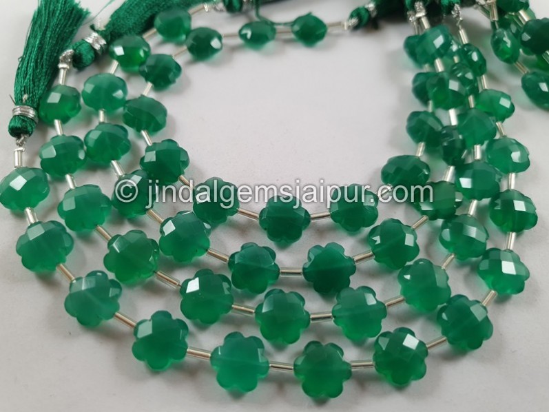 Green Onyx Faceted Flower Beads