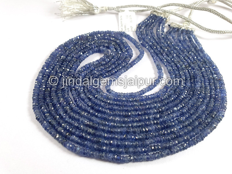 Blue Sapphire Burma Faceted Roundelle Shape Beads