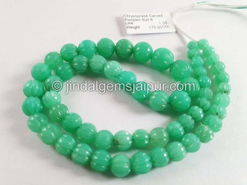 Chrysoprase Carved Pumpkin Balls Beads