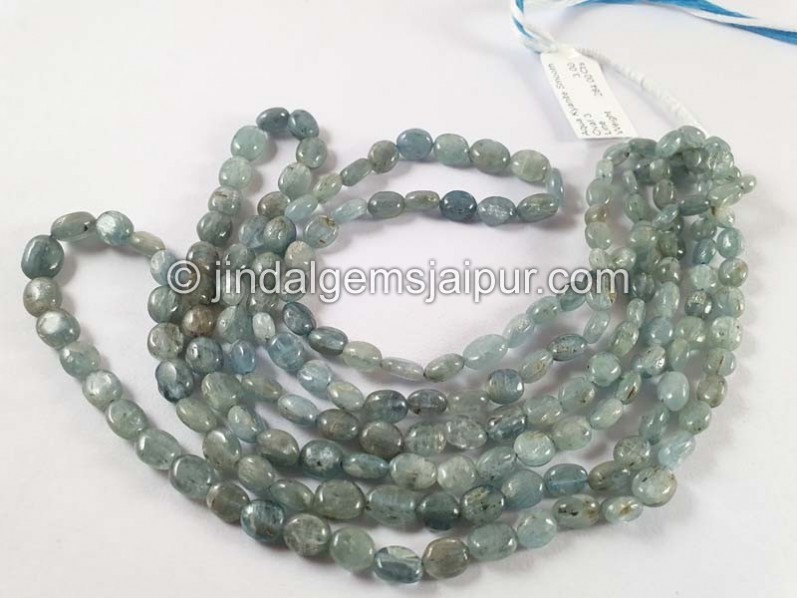 Aqua Kyanite Smooth Oval Beads