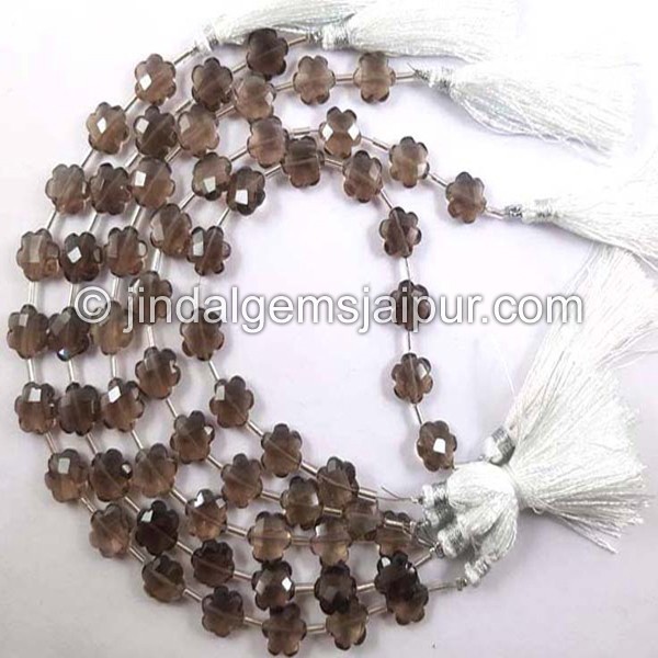 Smoky Faceted Flower Beads